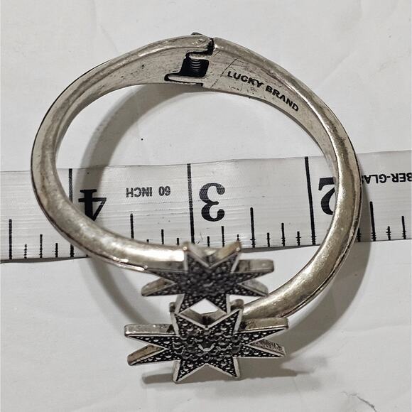 Lucky Brand Hinged Silver Tone Huge Pave‎ Starburst Bracelet - Picture 7 of 8